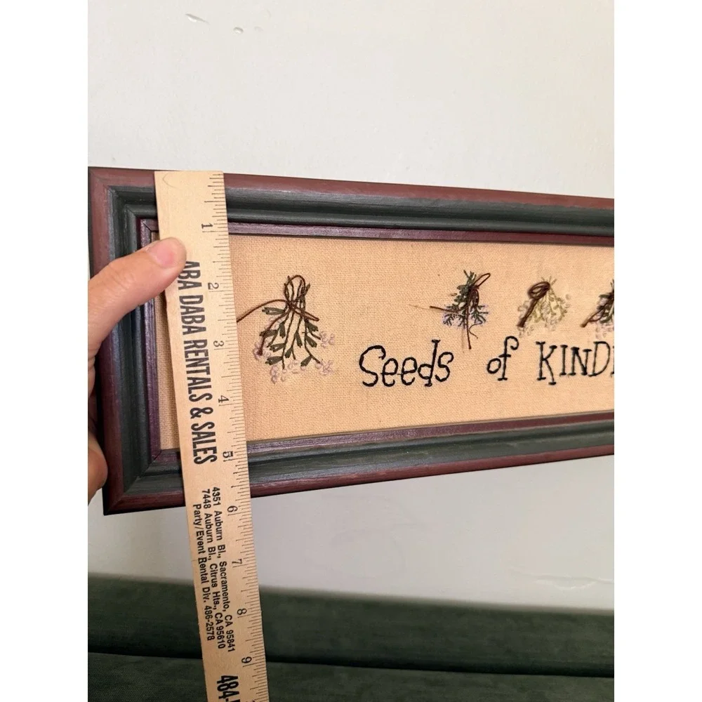 Seeds Of Kindness Wall Art Small Stitched Framed Farm‎ Country Flowers 6x18